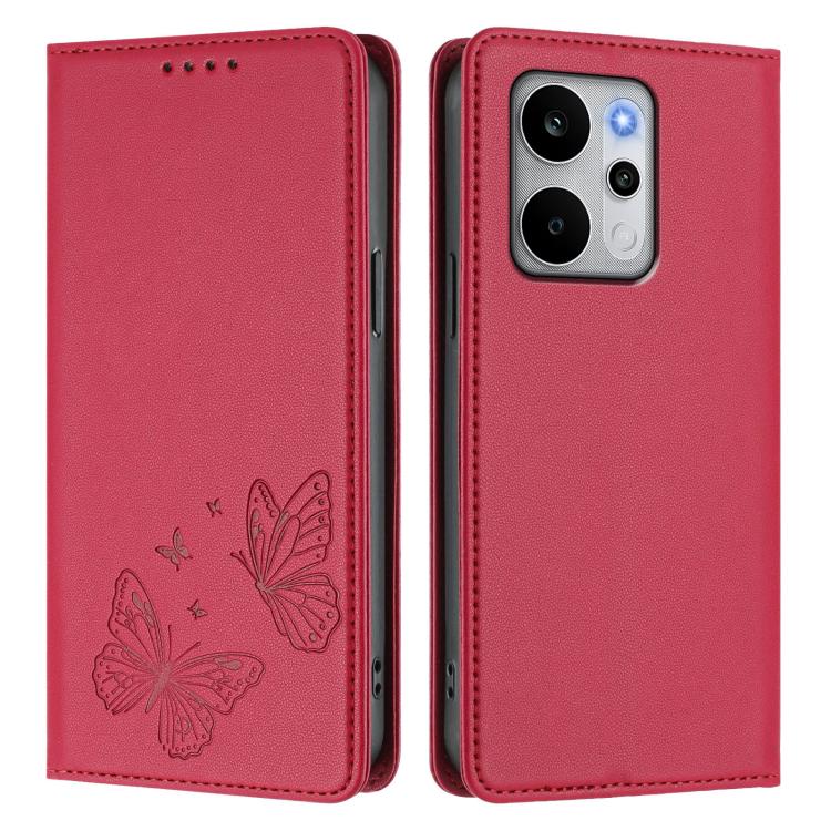 For Realme P4 Power 5G Strong Magnetic Dual Butterfly RFID Vegan Leather Phone Case
