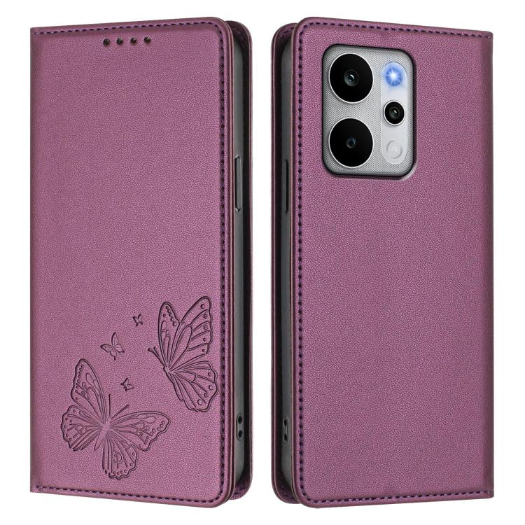 For Realme P4 Power 5G Strong Magnetic Dual Butterfly RFID Vegan Leather Phone Case