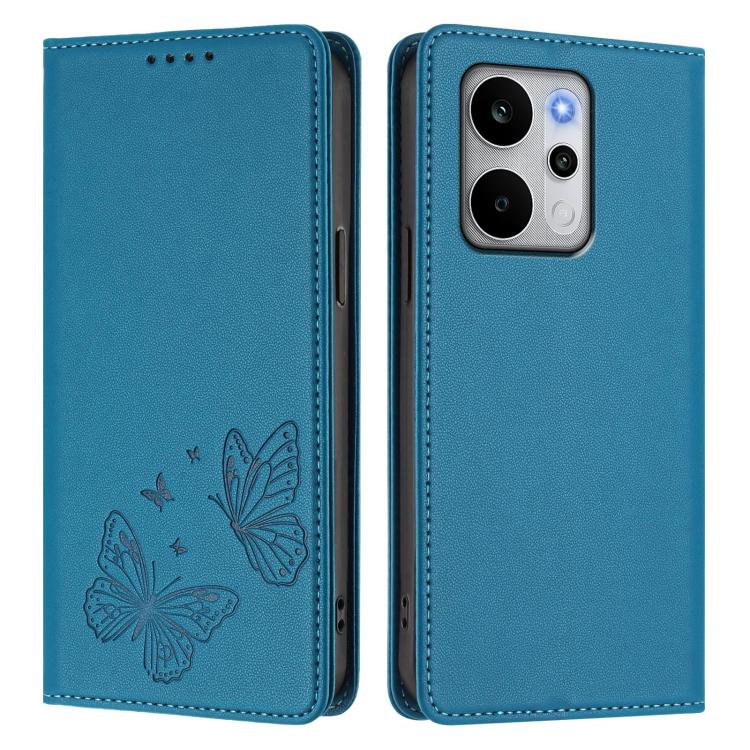 For Realme P4 Power 5G Strong Magnetic Dual Butterfly RFID Vegan Leather Phone Case