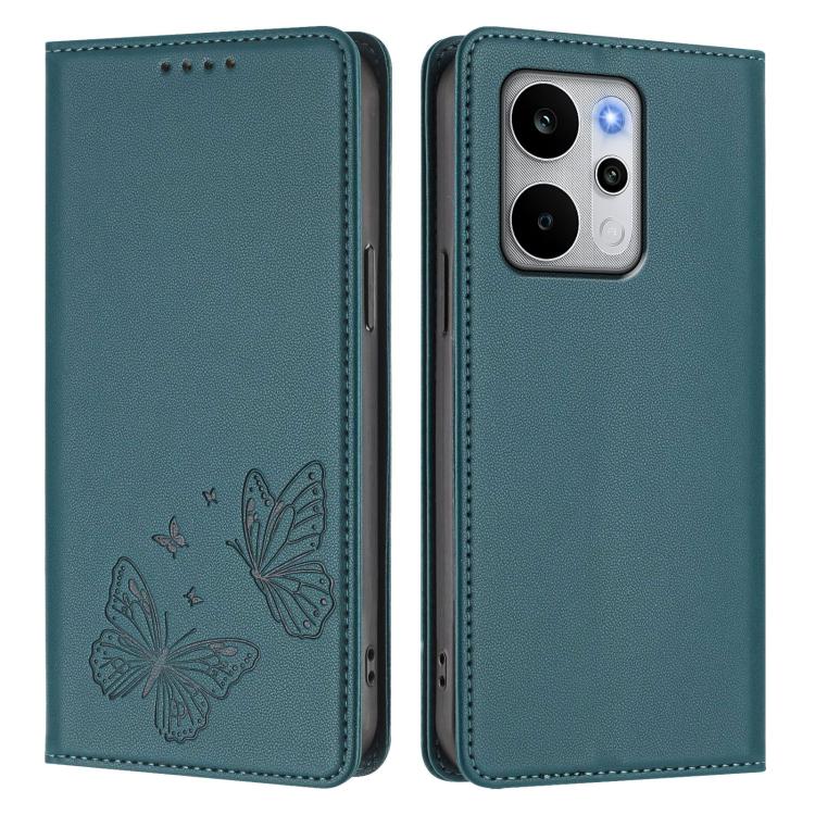 For Realme P4 Power 5G Strong Magnetic Dual Butterfly RFID Vegan Leather Phone Case