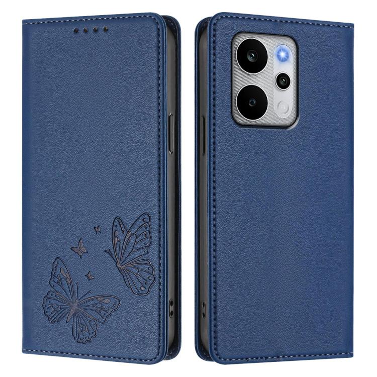 For Realme P4 Power 5G Strong Magnetic Dual Butterfly RFID Vegan Leather Phone Case