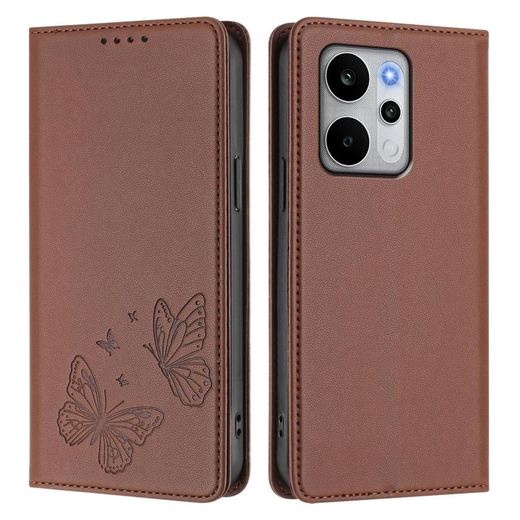 For Realme P4 Power 5G Strong Magnetic Dual Butterfly RFID Vegan Leather Phone Case