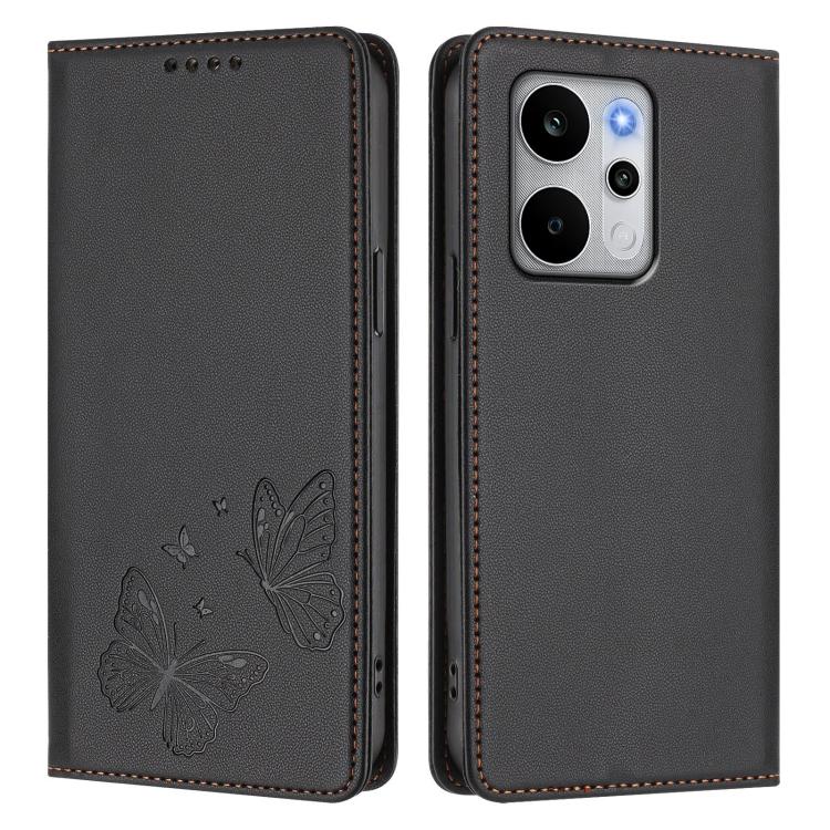 For Realme P4 Power 5G Strong Magnetic Dual Butterfly RFID Vegan Leather Phone Case