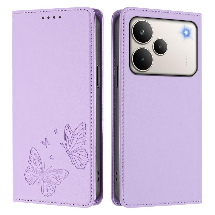 For Realme P4 Pro 5G Strong Magnetic Dual Butterfly RFID Vegan Leather Phone Case