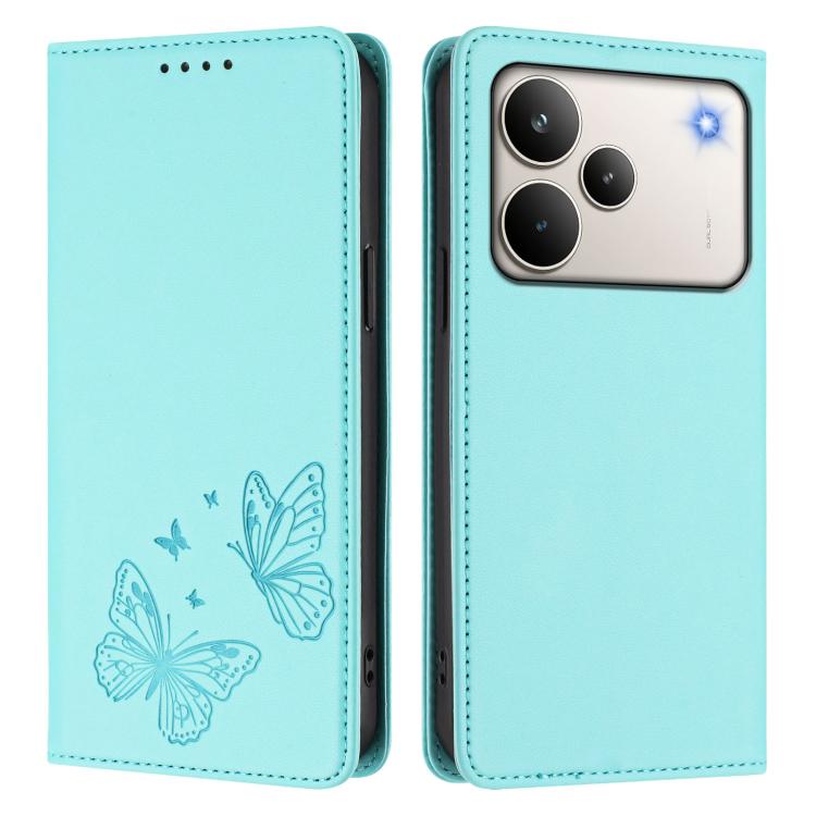 For Realme P4 Pro 5G Strong Magnetic Dual Butterfly RFID Vegan Leather Phone Case