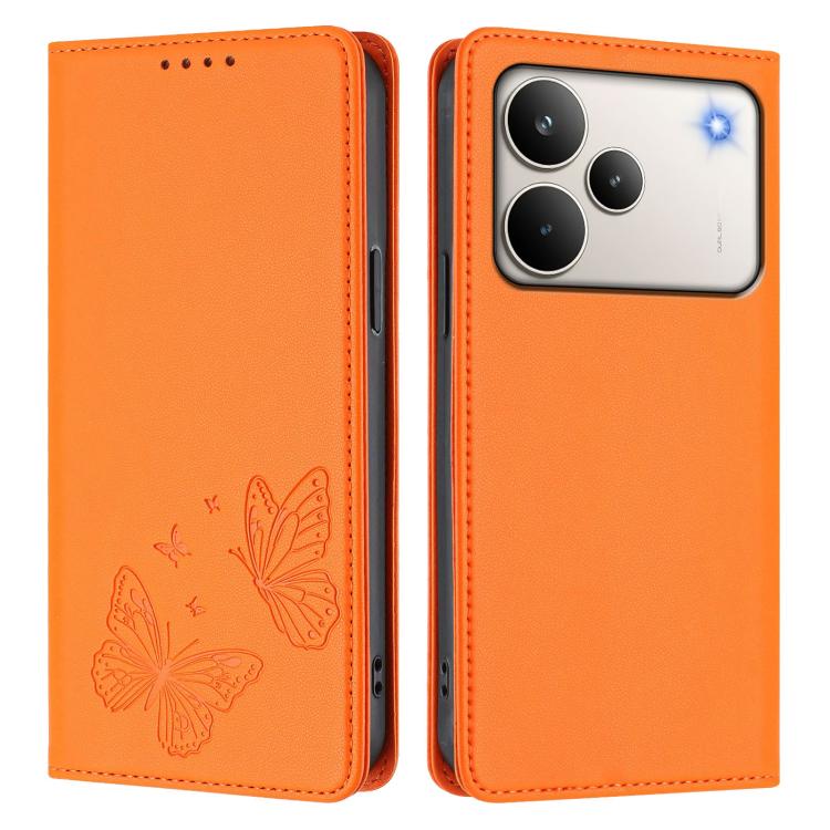 For Realme P4 Pro 5G Strong Magnetic Dual Butterfly RFID Vegan Leather Phone Case