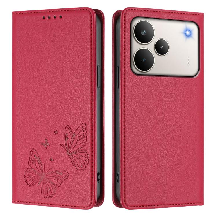 For Realme P4 Pro 5G Strong Magnetic Dual Butterfly RFID Vegan Leather Phone Case
