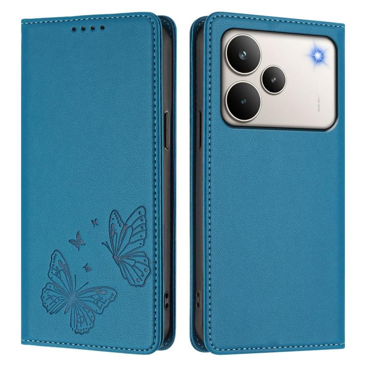 For Realme P4 Pro 5G Strong Magnetic Dual Butterfly RFID Vegan Leather Phone Case
