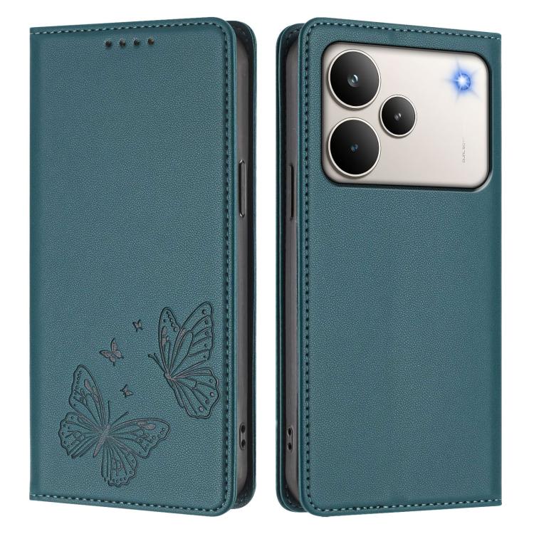 For Realme P4 Pro 5G Strong Magnetic Dual Butterfly RFID Vegan Leather Phone Case