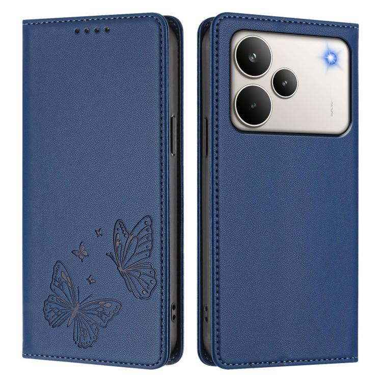 For Realme P4 Pro 5G Strong Magnetic Dual Butterfly RFID Vegan Leather Phone Case