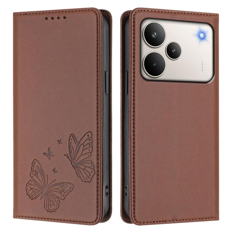 For Realme P4 Pro 5G Strong Magnetic Dual Butterfly RFID Vegan Leather Phone Case