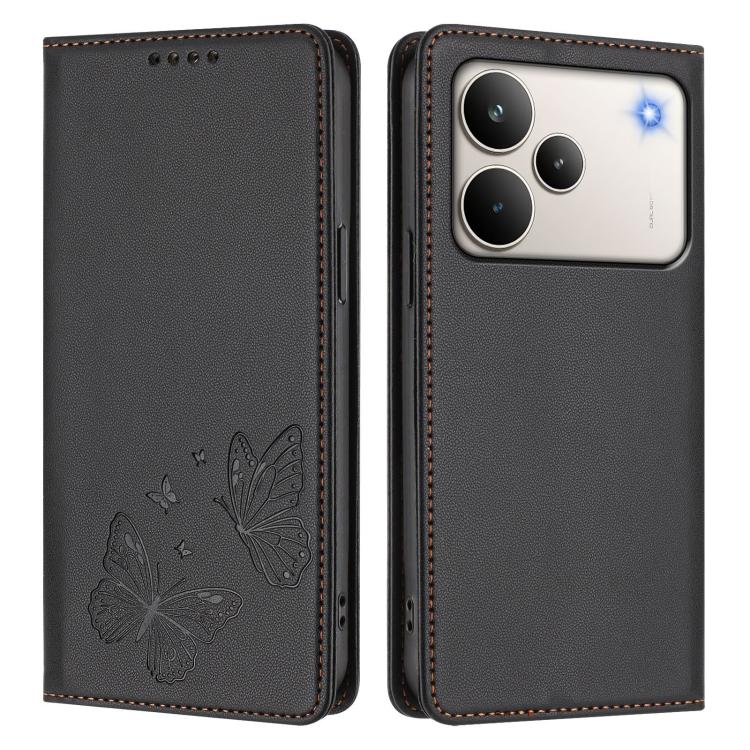 For Realme P4 Pro 5G Strong Magnetic Dual Butterfly RFID Vegan Leather Phone Case