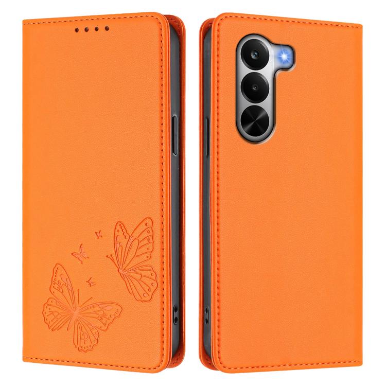 For Realme P4x 5G Strong Magnetic Dual Butterfly RFID Vegan Leather Phone Case