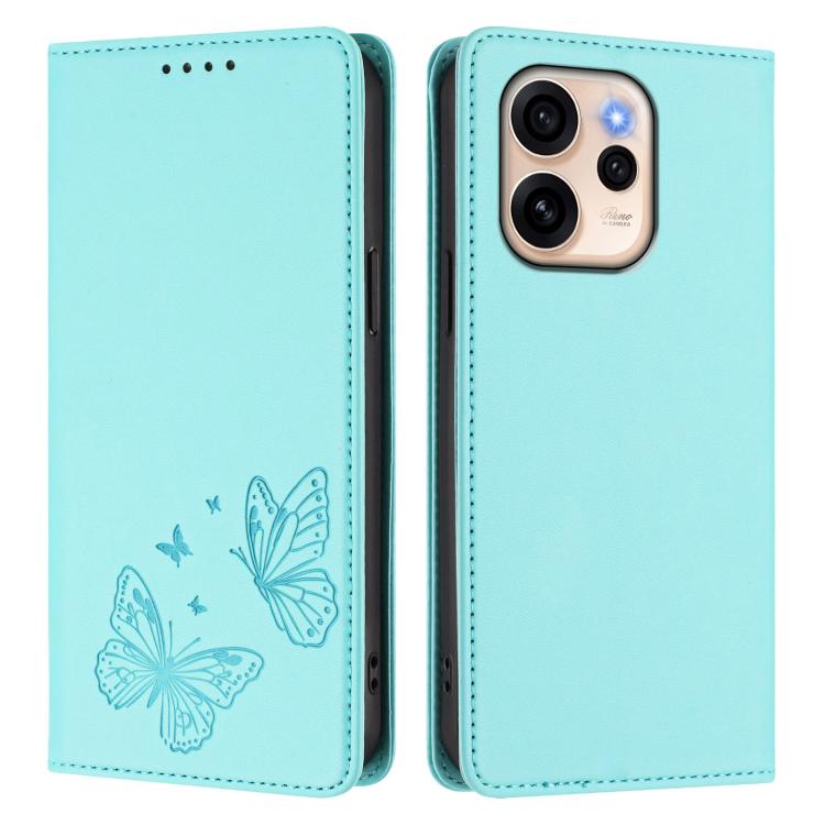 For OPPO Reno15 Pro Max 5G Global Strong Magnetic Dual Butterfly RFID Vegan Leather Phone Case