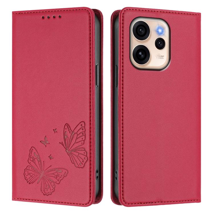 For OPPO Reno15 Pro Max 5G Global Strong Magnetic Dual Butterfly RFID Vegan Leather Phone Case