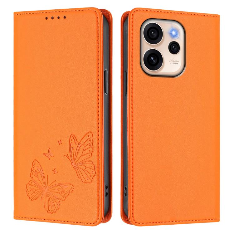 For OPPO Reno15 F 5G Strong Magnetic Dual Butterfly RFID Vegan Leather Phone Case