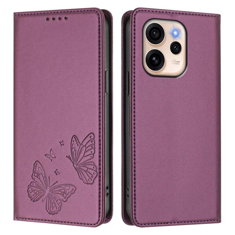 For OPPO Reno15 F 5G Strong Magnetic Dual Butterfly RFID Vegan Leather Phone Case