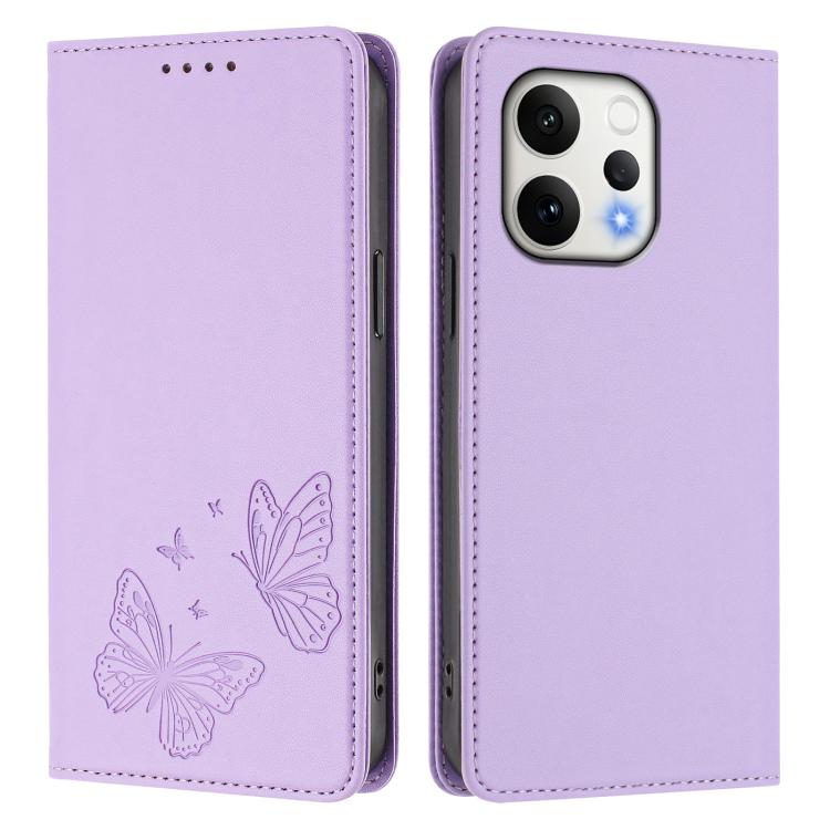 For OPPO Reno15 5G Global / Reno15 India Strong Magnetic Dual Butterfly RFID Vegan Leather Phone Case