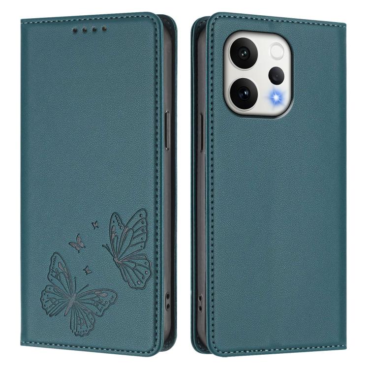 For OPPO Reno15 5G Global / Reno15 India Strong Magnetic Dual Butterfly RFID Vegan Leather Phone Case