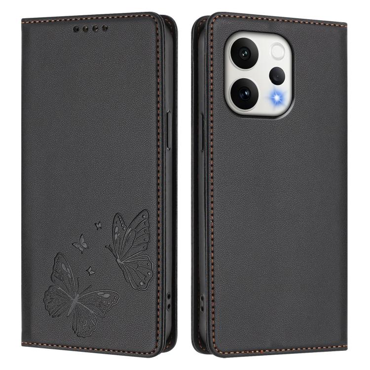 For OPPO Reno15 5G Global / Reno15 India Strong Magnetic Dual Butterfly RFID Vegan Leather Phone Case