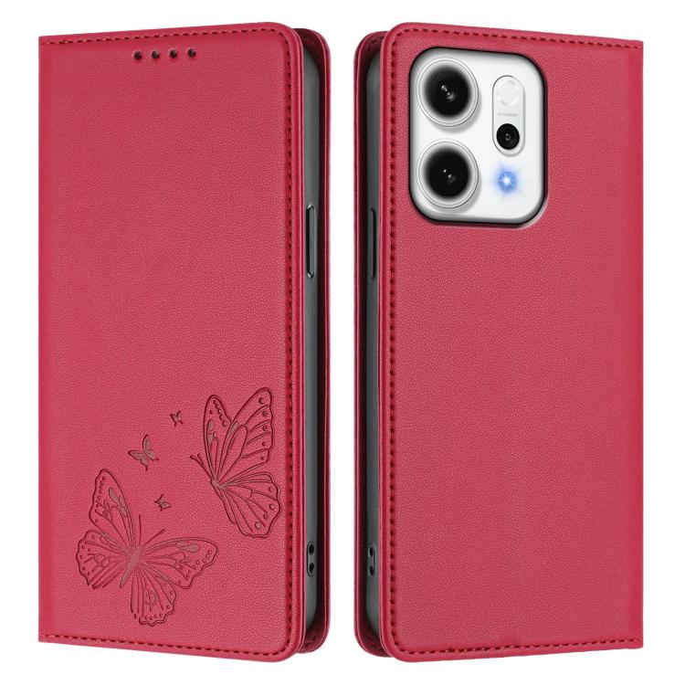 For OPPO Reno14 Pro Global Strong Magnetic Dual Butterfly RFID Vegan Leather Phone Case