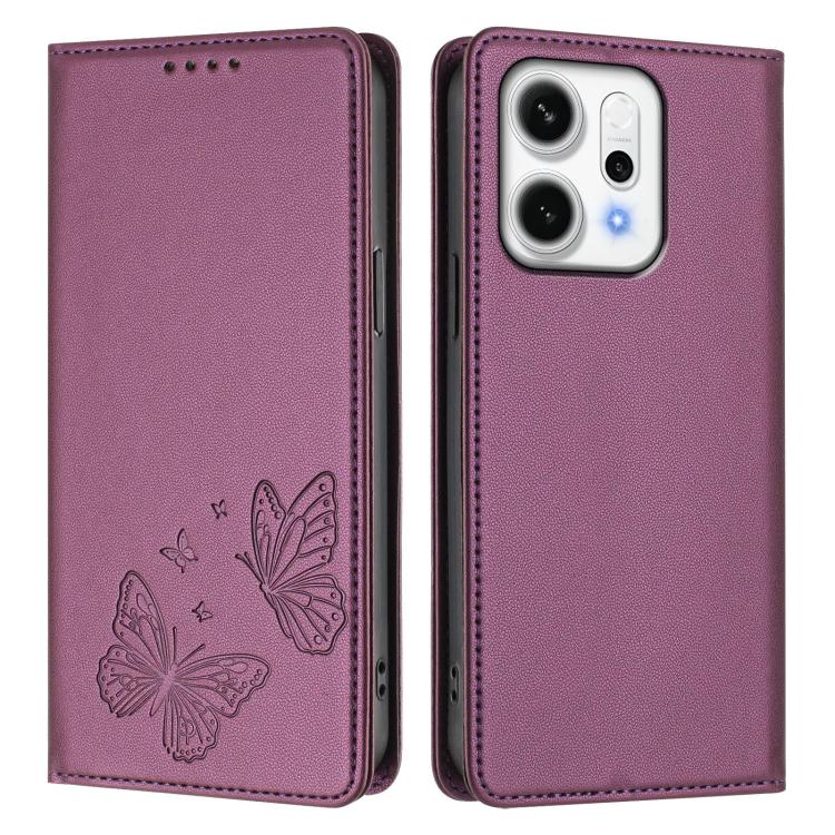 For OPPO Reno14 Pro Global Strong Magnetic Dual Butterfly RFID Vegan Leather Phone Case