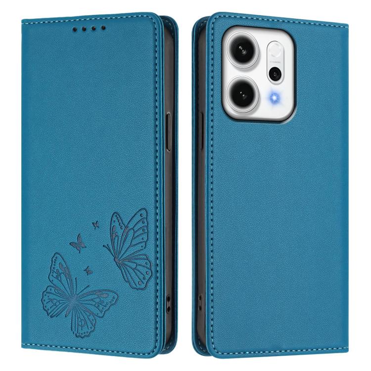 For OPPO Reno14 Pro Global Strong Magnetic Dual Butterfly RFID Vegan Leather Phone Case