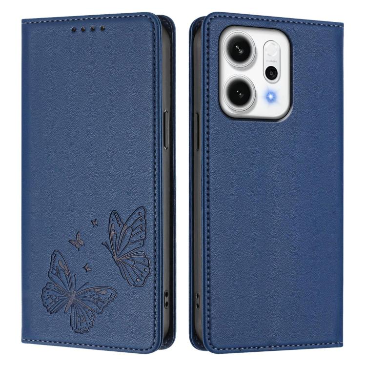 For OPPO Reno14 Pro Global Strong Magnetic Dual Butterfly RFID Vegan Leather Phone Case