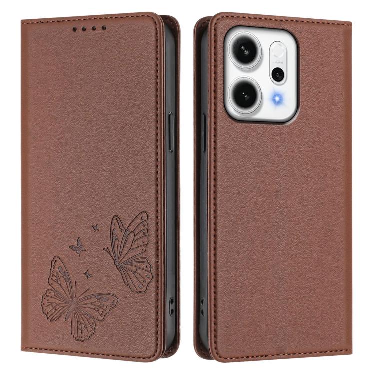 For OPPO Reno14 Pro Global Strong Magnetic Dual Butterfly RFID Vegan Leather Phone Case