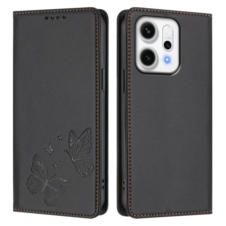 For OPPO Reno14 Pro Global Strong Magnetic Dual Butterfly RFID Vegan Leather Phone Case