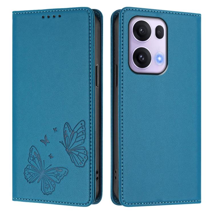 For OPPO Reno13 Pro Global Strong Magnetic Dual Butterfly RFID Vegan Leather Phone Case