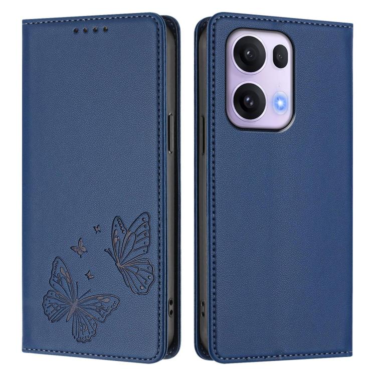 For OPPO Reno13 Pro Global Strong Magnetic Dual Butterfly RFID Vegan Leather Phone Case