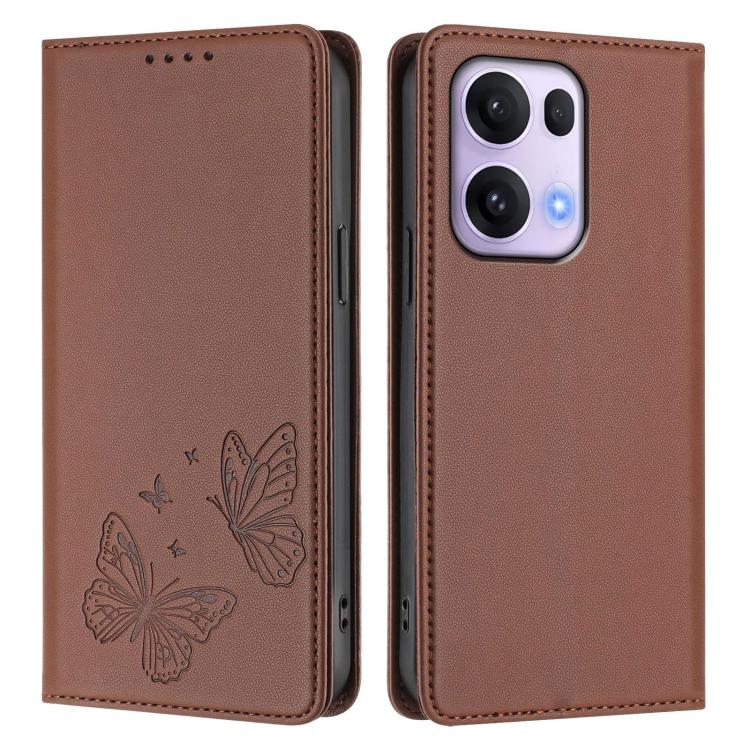 For OPPO Reno13 Pro Global Strong Magnetic Dual Butterfly RFID Vegan Leather Phone Case