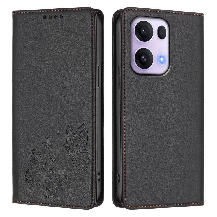 For OPPO Reno13 Pro Global Strong Magnetic Dual Butterfly RFID Vegan Leather Phone Case