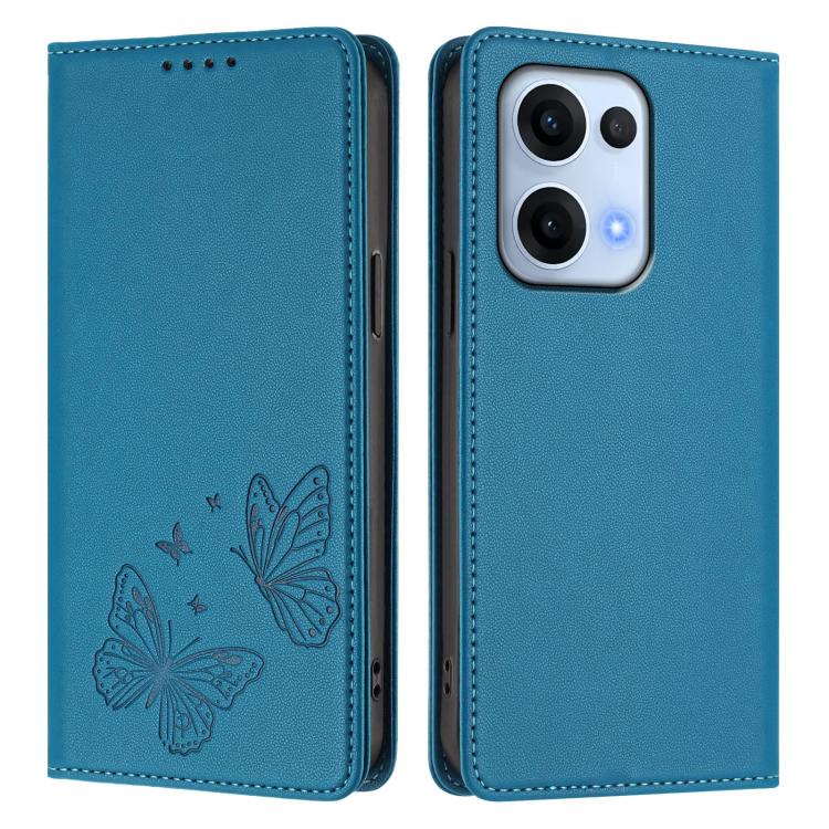 For OPPO Reno13 Global Strong Magnetic Dual Butterfly RFID Vegan Leather Phone Case