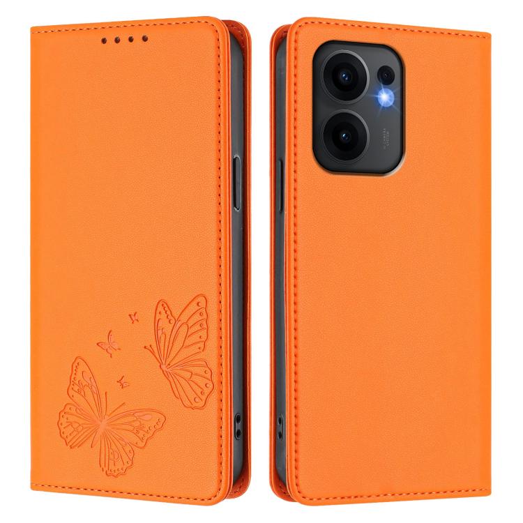 For OPPO Reno13 F 5G / 4G Strong Magnetic Dual Butterfly RFID Vegan Leather Phone Case