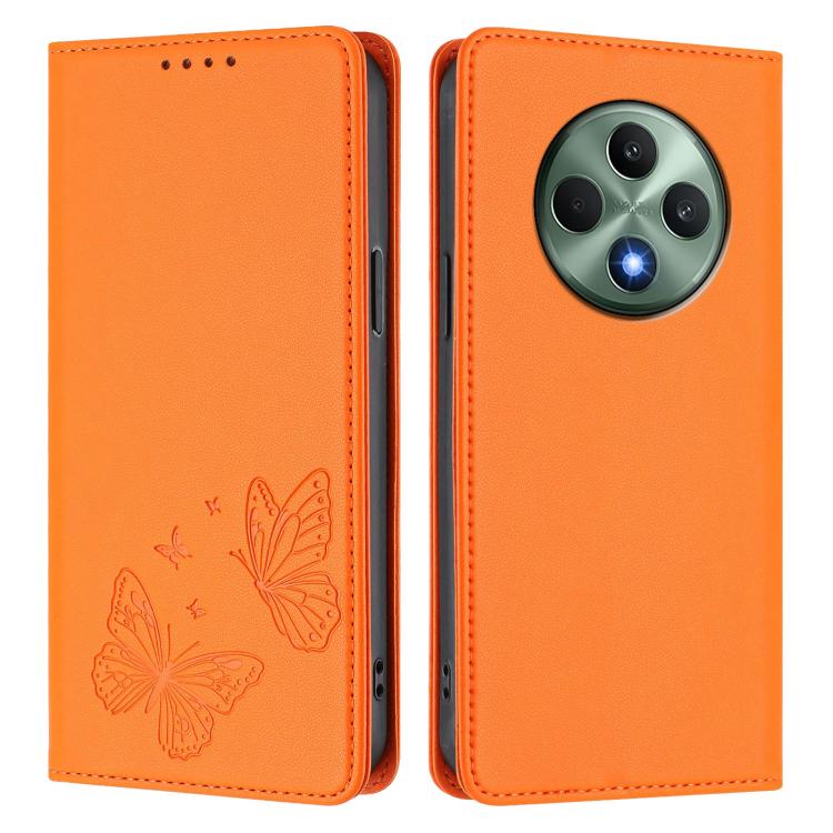 For OPPO Reno12 F 4G / 5G / OPPO F27 Strong Magnetic Dual Butterfly RFID Vegan Leather Phone Case