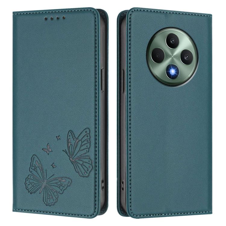For OPPO Reno12 F 4G / 5G / OPPO F27 Strong Magnetic Dual Butterfly RFID Vegan Leather Phone Case