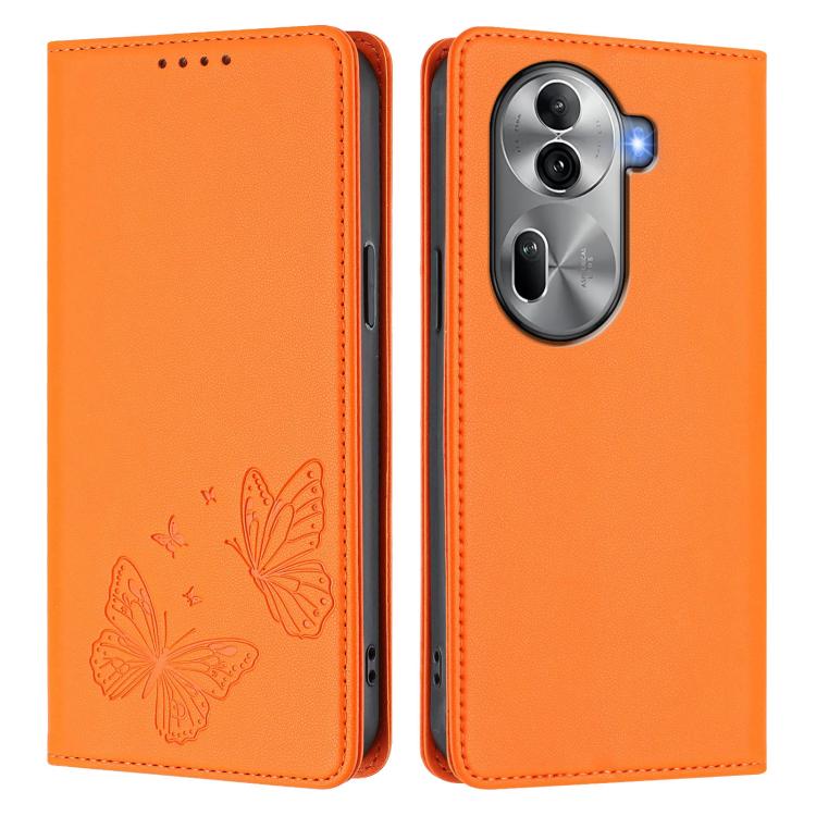 For OPPO Reno11 Pro Global Strong Magnetic Dual Butterfly RFID Vegan Leather Phone Case