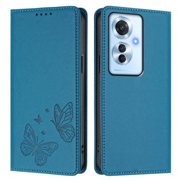 For OPPO Reno11 F / OPPO F25 Pro Strong Magnetic Dual Butterfly RFID Vegan Leather Phone Case