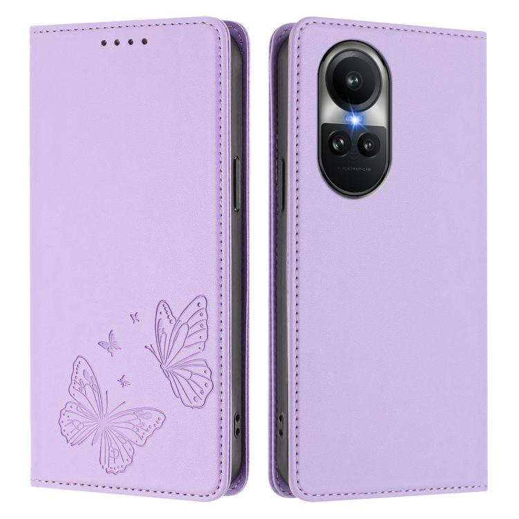 For OPPO Reno10 / Reno10 Pro Global Strong Magnetic Dual Butterfly RFID Vegan Leather Phone Case