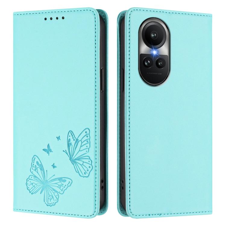 For OPPO Reno10 / Reno10 Pro Global Strong Magnetic Dual Butterfly RFID Vegan Leather Phone Case