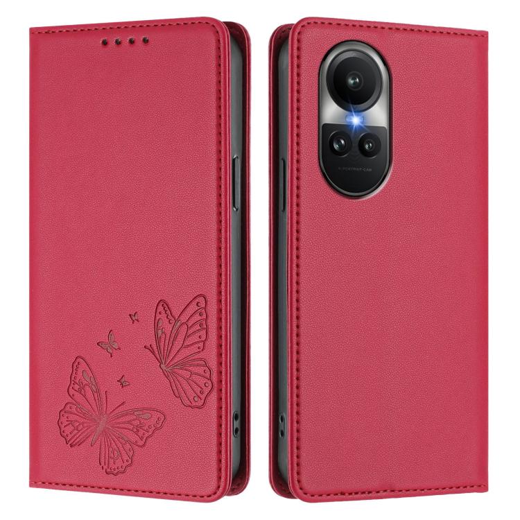 For OPPO Reno10 / Reno10 Pro Global Strong Magnetic Dual Butterfly RFID Vegan Leather Phone Case