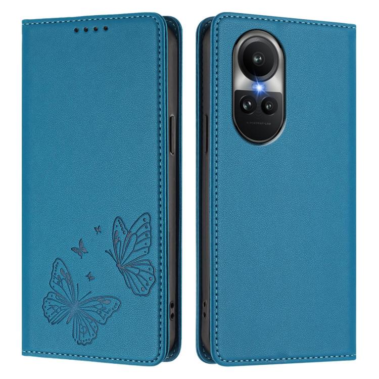 For OPPO Reno10 / Reno10 Pro Global Strong Magnetic Dual Butterfly RFID Vegan Leather Phone Case