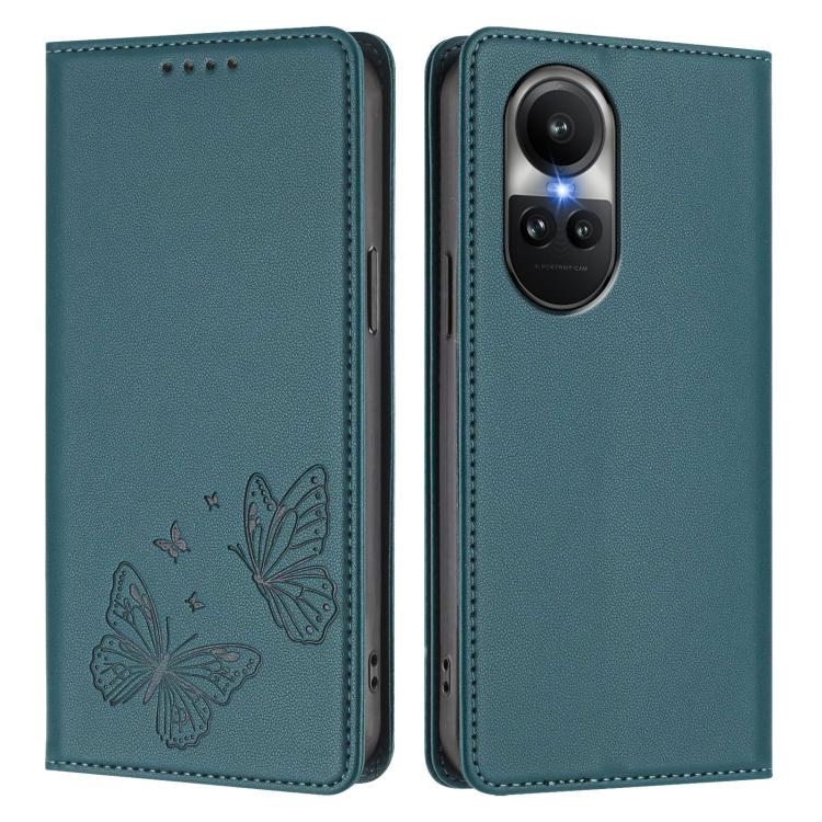 For OPPO Reno10 / Reno10 Pro Global Strong Magnetic Dual Butterfly RFID Vegan Leather Phone Case