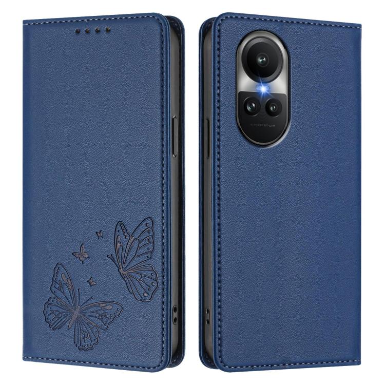 For OPPO Reno10 / Reno10 Pro Global Strong Magnetic Dual Butterfly RFID Vegan Leather Phone Case