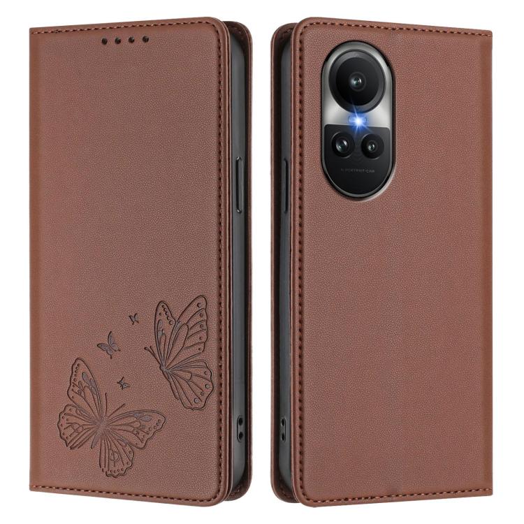 For OPPO Reno10 / Reno10 Pro Global Strong Magnetic Dual Butterfly RFID Vegan Leather Phone Case