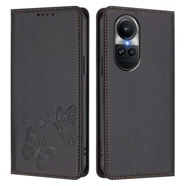 For OPPO Reno10 / Reno10 Pro Global Strong Magnetic Dual Butterfly RFID Vegan Leather Phone Case