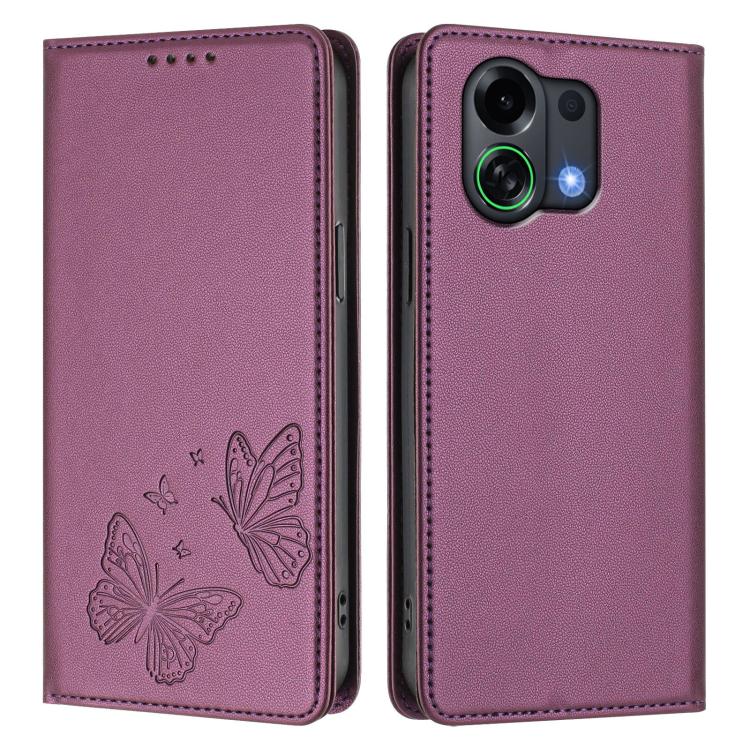 For OPPO K13 Turbo 5G / K13 Turbo Pro 5G Strong Magnetic Dual Butterfly RFID Vegan Leather Phone Case