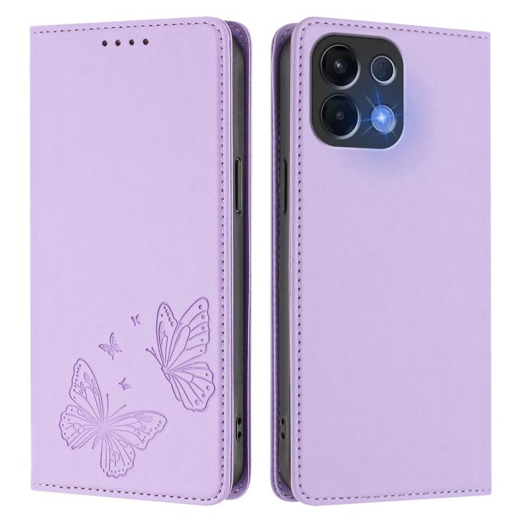For OPPO K13 5G India Strong Magnetic Dual Butterfly RFID Vegan Leather Phone Case